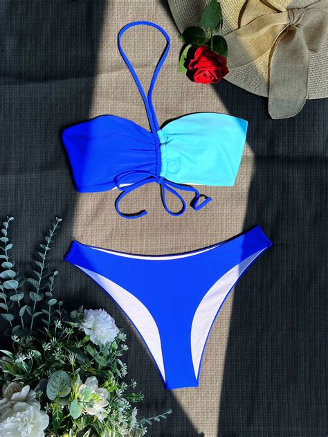 2022 Bikini Skirts 3 Pieces Swimsuit Thong Bikini Color Block Cross