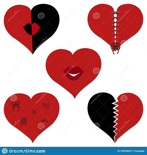 Broken Hearts Vector Set Of 3d Realistic Icons And Symbols