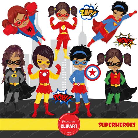 African American Superhero Clipart Superheroes Girl African Etsy