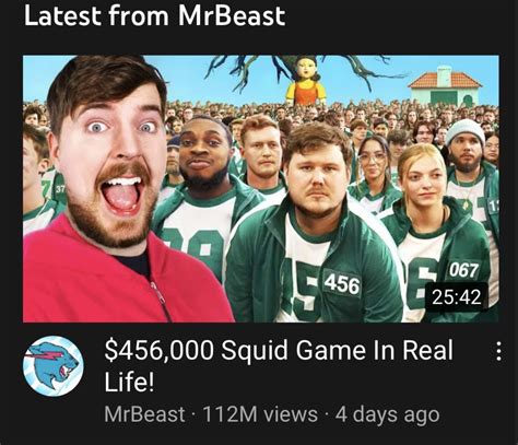 Mr Beast S Squid Game Youtube Video Has Million Views In Days