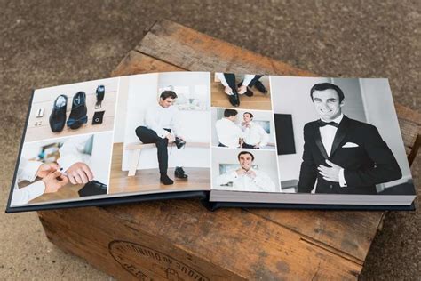 Wedding Photo Album In Navy Blue Leather With Custom Name Embossing