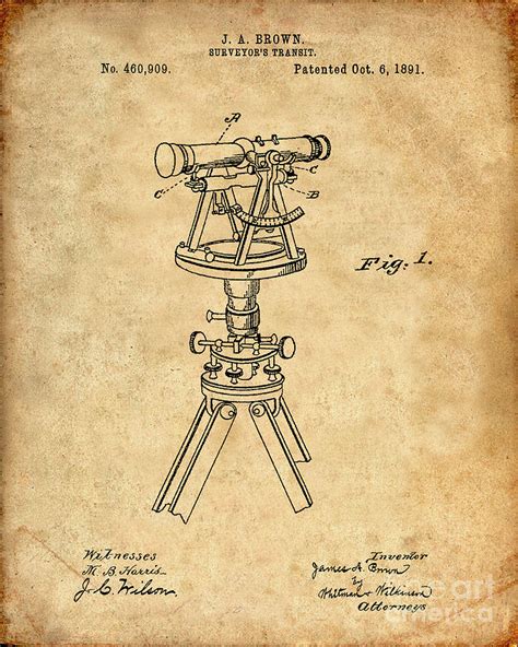 Surveyors Transit Patent Print Digital Art By Visual Design Fine Art America