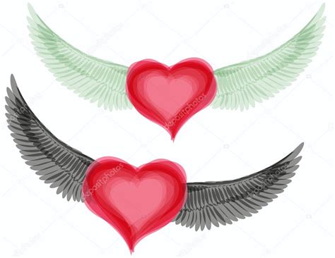 Vector Good And Evil Hearts With Wings — Stock Vector © 0mela 38780223