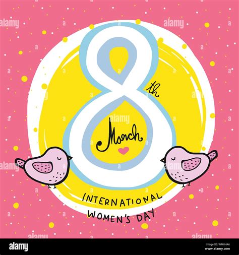 International woman's day 8th March cute bird cartoon vector