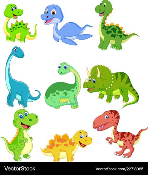 Cartoon Dinosaurs Collection Set Royalty Free Vector Image