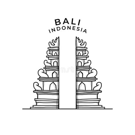 Temple Tourism Religious Herritage Icon Hand Drawn Vector Bali Island