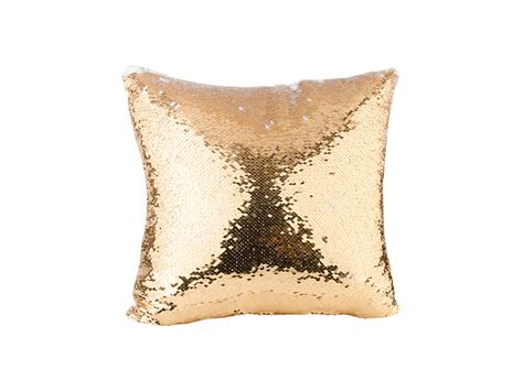 Flip Sequin Pillow Cover Gold W White 4040cm Bestsub