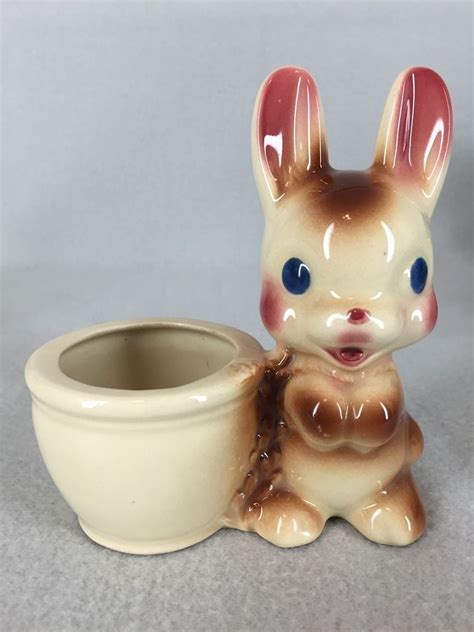 Vintage Rabbit Planter Vintage Rabbit Vintage Bunny Pottery Art