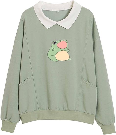 Kiekiecoo Frog Swearshirt Graphic Aesthetic Oversize Clothes Cotton Pullover Feminino Hoodies