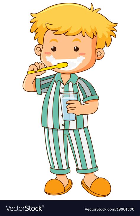 Little Boy Brushing Teeth Royalty Free Vector Image