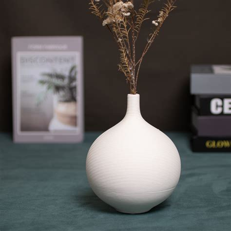 Ribbed Ceramic Belly Vase Medium Famous Mountain