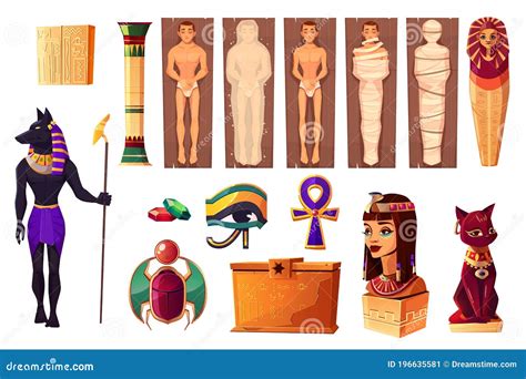 Egyptian Attributes Of Culture And Religion Set Stock Vector Illustration Of Ethnic Icon