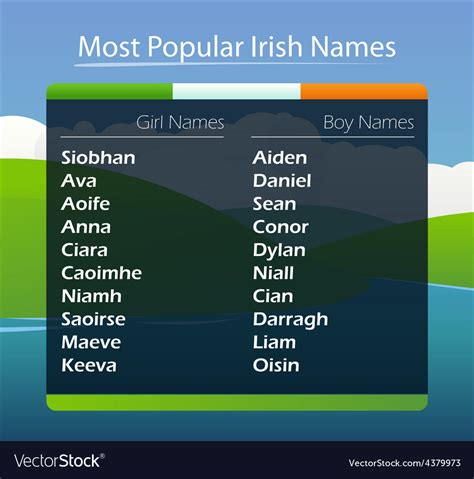Popular Irish Names Royalty Free Vector Image Vectorstock