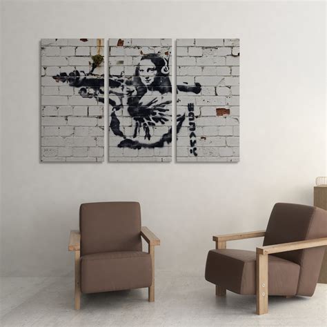 Mona Lisa With Bazooka Banksy Triptychs Touch Of Modern