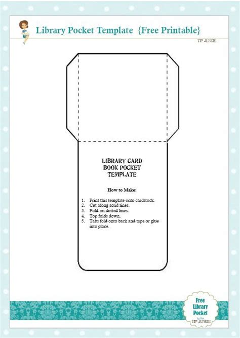 library card book pocket template printable tip
