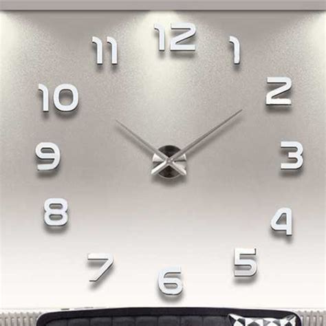 Large 3d Diy Wall Clock Modern Design Silent Big Digital Acrylic Self