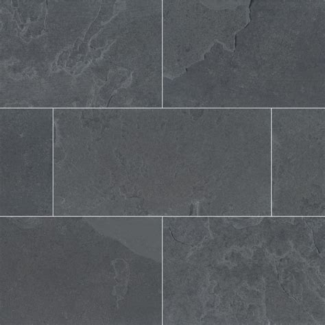 Montauk Black 12x24 Gauged Slate Tile Floor Tiles Usa