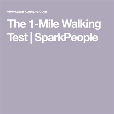 The 1 Mile Walking Test Spark People Fitness Articles Test