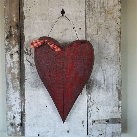 Primitive Country Heart Primitive Wood Heart By Flathillgoods