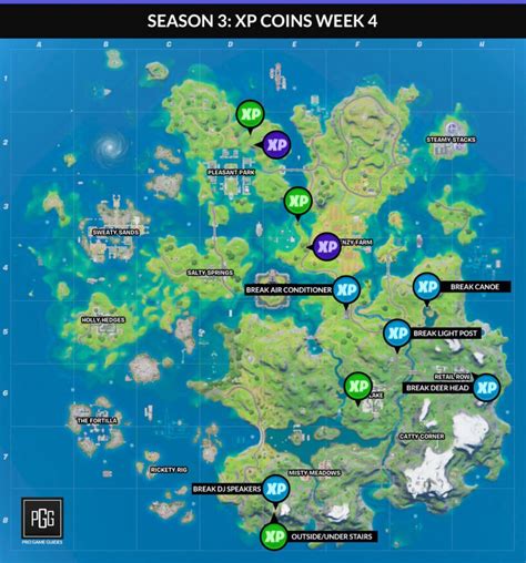 All 3 locations week 10 challenges fortnite season 6! Fortnite Season 3 XP Coin Locations - ¡Mapas para todas ...