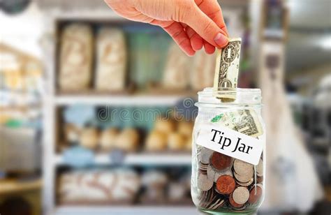 Tip Jar Money In A Restaurant Stock Image Image Of Tipping