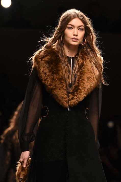 Gigi Hadid Supermodel Runway Walk At Milan Fashion Week Fendi Show 2