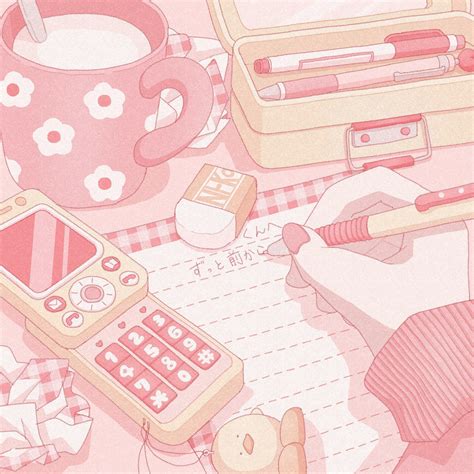 Aesthetic Pink Anime Background Kawaii Girl Anime