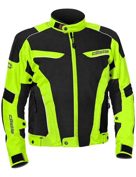 Castle Mens Hi Vis Yellowblack Max Air Motorcycle Textile Mesh Jacket