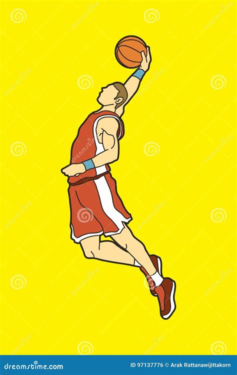 Basketball Player Dunking Stock Vector Illustration Of Graphic 97137776