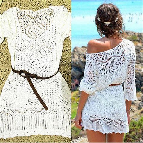 with belt 2017 beach white crochet saida de praia plus size swimwear cover ups patchwork