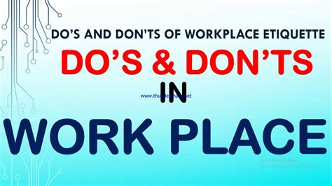 Dos And Donts At Workplace Work Place Behaviour Youtube