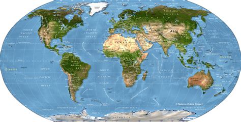 World Map A Physical Map Of The World Nations Online