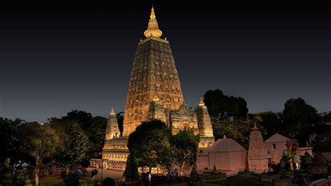 The Site Of Buddhas Enlightenment Shines Bright With Lighting The