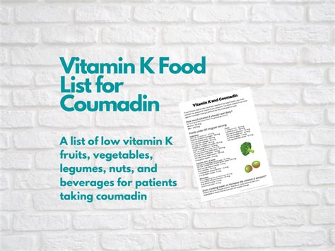 Low Vitamin K Food List For Coumadin Well Resourced Dietitian