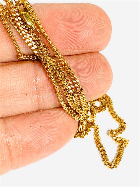 Superb Vintage 9ct Yellow Gold 22 12 Inch Curb Link Chain Fully