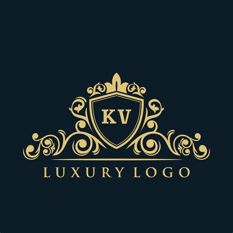 Letter Kv Logo With Luxury Gold Shield Elegance Logo Vector Template
