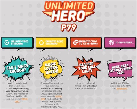 Introducing the unlimited plan with just what you need, unlimited local 4g lte data, unlimited local calls and unlimited worldwide sms. U Mobile's new Unlimited Hero P79 Postpaid comes with free ...