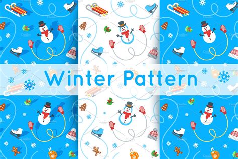 Winter Holidays Seamless Pattern Graphic Patterns ~ Creative Market