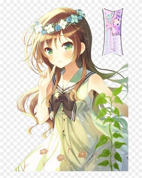 Anime Girl With Flower Crown Anime Girl Flower Crown Hd Png Download