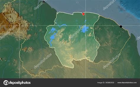 Surinam Describe Mapa Ortográfico Relieve Capital Fronteras