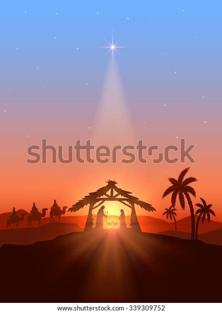 Christian Christmas Background Shining Star Birth Stock Vector Royalty