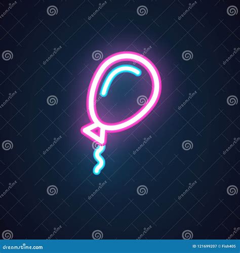 Neon Helium Balloon Icon Isolated On Black Symbol Of Holiday