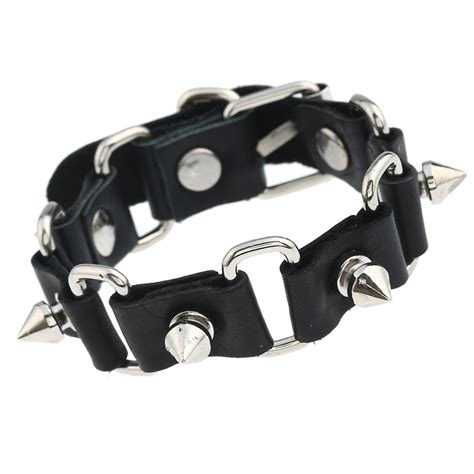 Punk Rock Style Leather Bracelet Men Rivet Black Cow Genuine Bracelets