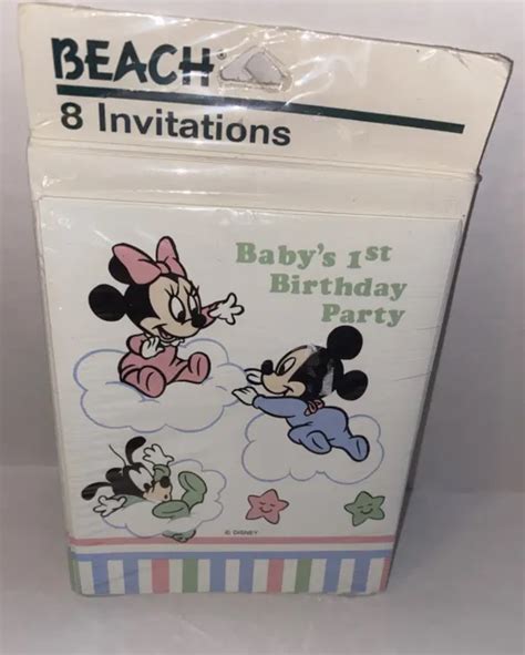 Vintage Disney Babies Birthday Party Invitations 1st Birthday Mickey