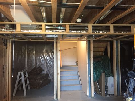 Frame A Bulkhead To Conceal The Ductwork In A Basement Basement