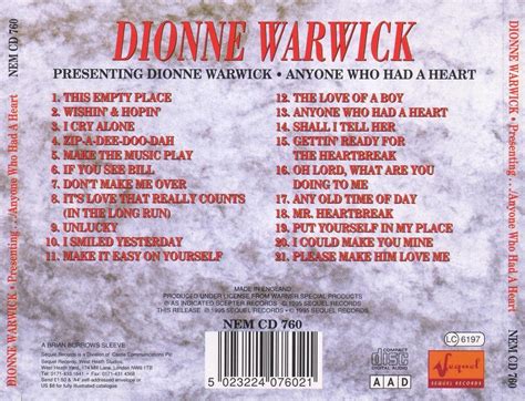 Dionne Warwick Presenting Dionne Warwick 1963 And Anyone Who Had A