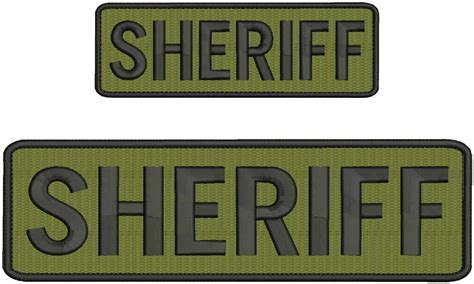 Sheriff Embroidery Patch 3x8 And 2x6 Inches Hook Od Green Etsy