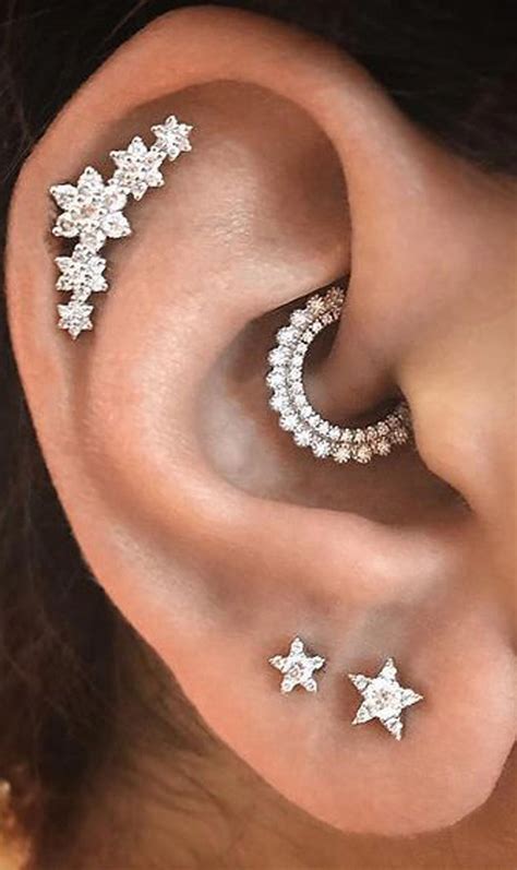Cute Multiple Ear Piercing Ideas Flower Cartilage Earring Stud Star