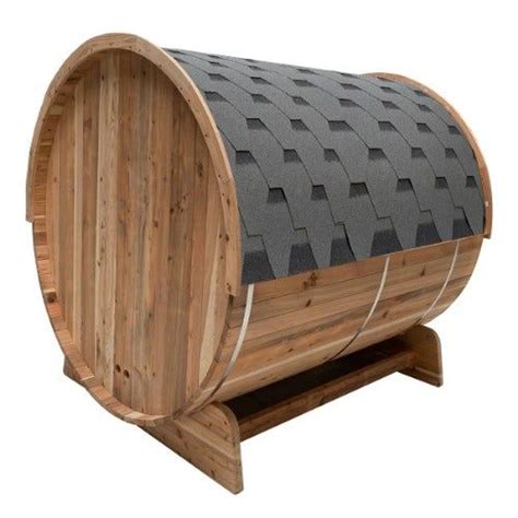 Person KW Harvia KIP Heater Outdoor Rustic Cedar Barrel Steam Sauna Front Porch Canopy By