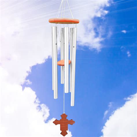 Amazing Grace 40 Inch Wind Chime Silver Engravable Cross Sail